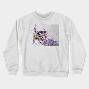 Cat Watercolour Painting Purple Crewneck Sweatshirt